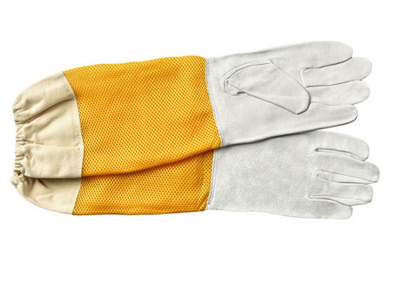 Белые перчатки пчеловодства овчины с провентилированным желтым доказательством Гриддинг