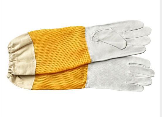 L - XL Белые перчатки для пчеловодства из овечьей кожи с желтым мягким вентиляционным рукавом